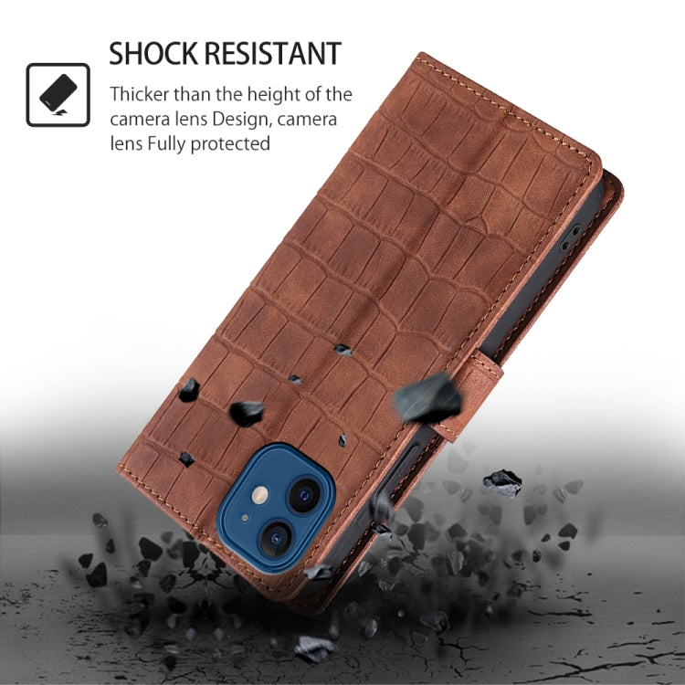 For Samsung Galaxy S25 Ultra 5G Skin Feel Crocodile Magnetic Clasp Leather Phone Case(Brown) - Galaxy S25 Ultra 5G Cases by PMC Jewellery | Online Shopping South Africa | PMC Jewellery | Buy Now Pay Later Mobicred