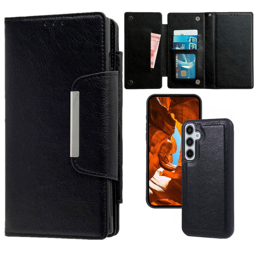 For Samsung Galaxy S25+ 5G Multifunctional 7-Card Wallet Leather Phone Case(Black) - Galaxy S25+ 5G Cases by PMC Jewellery | Online Shopping South Africa | PMC Jewellery | Buy Now Pay Later Mobicred