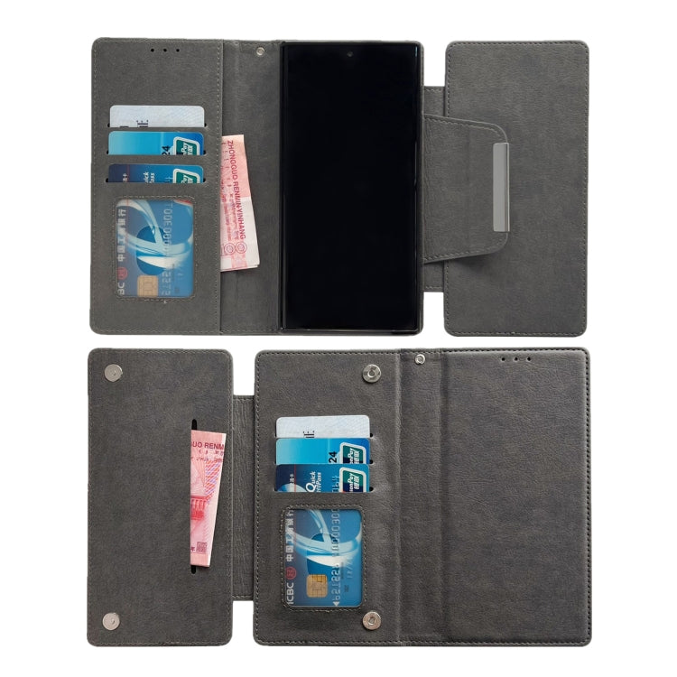 For Samsung Galaxy S25+ 5G Multifunctional 7-Card Wallet Leather Phone Case(Grey) - Galaxy S25+ 5G Cases by PMC Jewellery | Online Shopping South Africa | PMC Jewellery | Buy Now Pay Later Mobicred