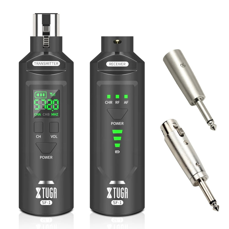 XTUGA SF-1 Wireless XLR Transmitter & Receiver UHF Wireless Adapter for Wired Mic / Guitar(Black) - Microphone by XTUGA | Online Shopping South Africa | PMC TechLife | Buy Now Pay Later Mobicred