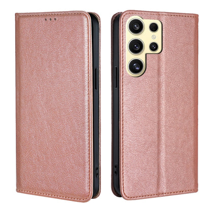 For Samsung Galaxy S25 Ultra 5G Gloss Oil Solid Color Magnetic Leather Phone Case(Rose Gold) - Galaxy S25 Ultra 5G Cases by PMC Jewellery | Online Shopping South Africa | PMC Jewellery | Buy Now Pay Later Mobicred