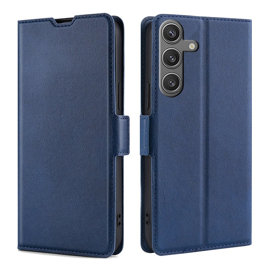 For Samsung Galaxy S25 5G Ultra-thin Voltage Side Buckle Horizontal Flip Leather Phone Case(Blue) - Galaxy S25 5G Cases by PMC Jewellery | Online Shopping South Africa | PMC Jewellery | Buy Now Pay Later Mobicred