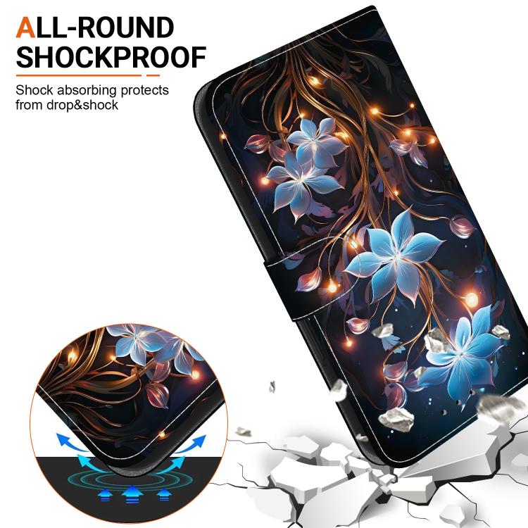 For iPhone 16e Crystal Texture Colored Drawing Leather Phone Case(Little Lantern Flower) - iPhone 16e Cases by PMC TechLife | Online Shopping South Africa | PMC TechLife | Buy Now Pay Later Mobicred