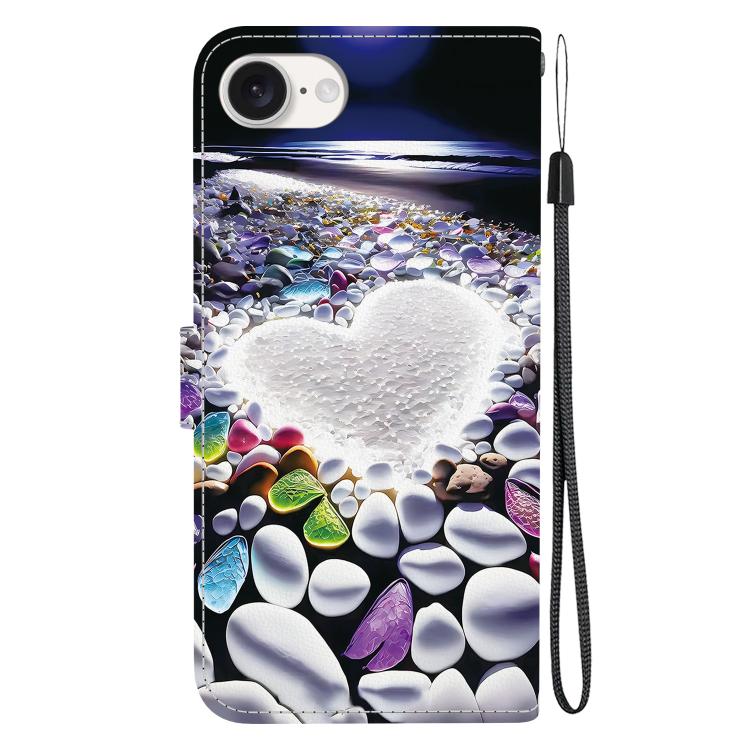 For iPhone 16e Crystal Texture Colored Drawing Leather Phone Case(Heart Shaped) - iPhone 16e Cases by PMC TechLife | Online Shopping South Africa | PMC TechLife | Buy Now Pay Later Mobicred