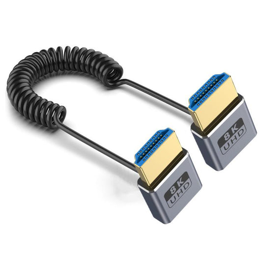 0.7m Coiled Coaxial 8K 48Gbps HDMI 2.1 Cable, Port:Up to Up Elbow - Cable by PMC Jewellery | Online Shopping South Africa | PMC Jewellery | Buy Now Pay Later Mobicred