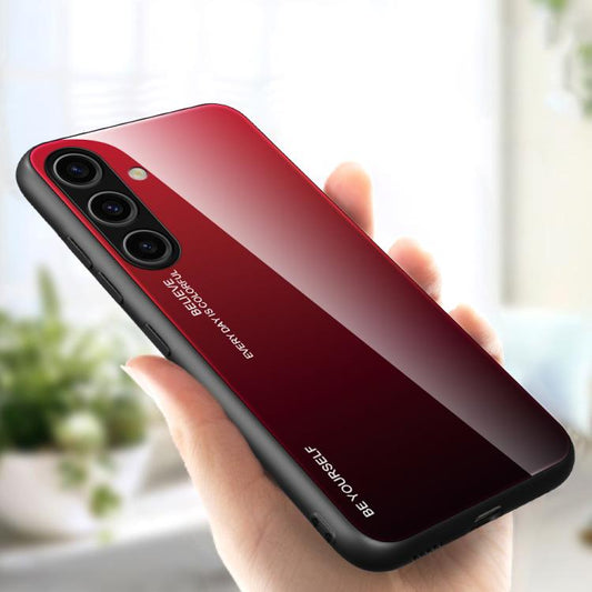 For Samsung Galaxy S25+ 5G Gradient Color Glass Phone Case(Red Black) - Galaxy S25+ 5G Cases by PMC Jewellery | Online Shopping South Africa | PMC Jewellery | Buy Now Pay Later Mobicred