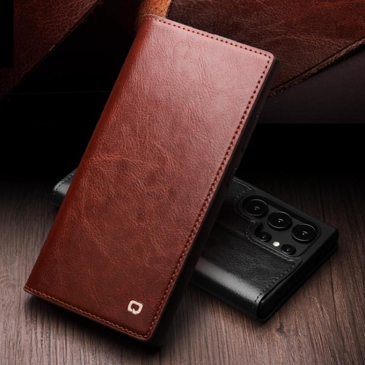 For Samsung Galaxy S25 5G QIALINO Genuine Leather Phone Case(Brown) - Galaxy S25 5G Cases by QIALINO | Online Shopping South Africa | PMC Jewellery | Buy Now Pay Later Mobicred