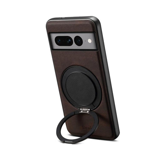 For Google Pixel 7 Pro Denior A14 Skin Feel Rotating Holder MagSafe Phone Case(Brown) - Google Cases by Denior | Online Shopping South Africa | PMC Jewellery | Buy Now Pay Later Mobicred