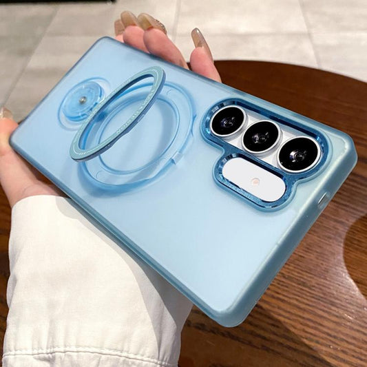 For Samsung Galaxy S25 5G Rotation Holder MagSafe Phone Case(Blue) - Galaxy S25 5G Cases by PMC Jewellery | Online Shopping South Africa | PMC Jewellery | Buy Now Pay Later Mobicred