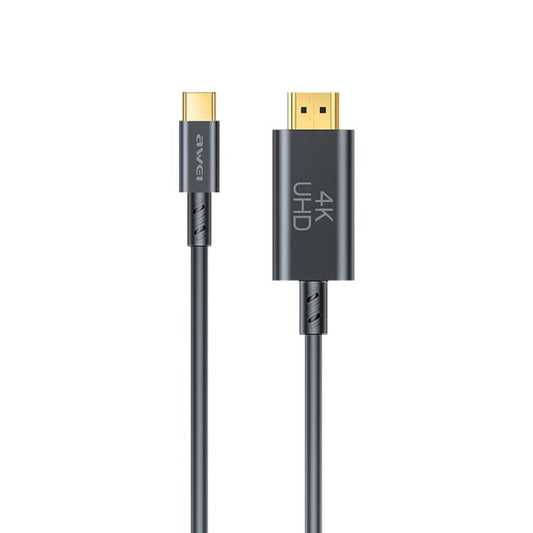 awei CL-212T USB-C / Type-C to HDMI 4K 30Hz HD Adapter Cable, Length:1.8m(Black) - Cable by awei | Online Shopping South Africa | PMC Jewellery | Buy Now Pay Later Mobicred