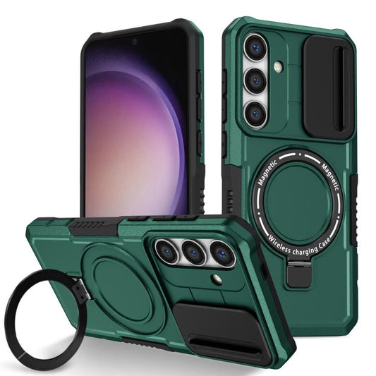 For Samsung Galaxy S25+ 5G Sliding Camshield MagSafe Holder TPU Hybrid PC Phone Case(Deep Green) - Galaxy S25+ 5G Cases by PMC Jewellery | Online Shopping South Africa | PMC Jewellery | Buy Now Pay Later Mobicred