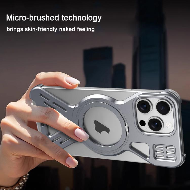 For iPhone 16 Armor 360 Holder Frameless Alloy MagSafe Phone Case(Desert Gold) - free shipping - PMc TechLife - Order now!