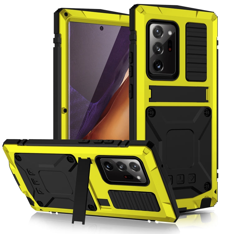 For Samsung Galaxy Note 20 Ultra R-JUST Shockproof Waterproof Dust-proof Metal + Silicone Protective Case with Holder(Yellow) - Galaxy Note20 Cases by R-JUST | Online Shopping South Africa | PMC Jewellery