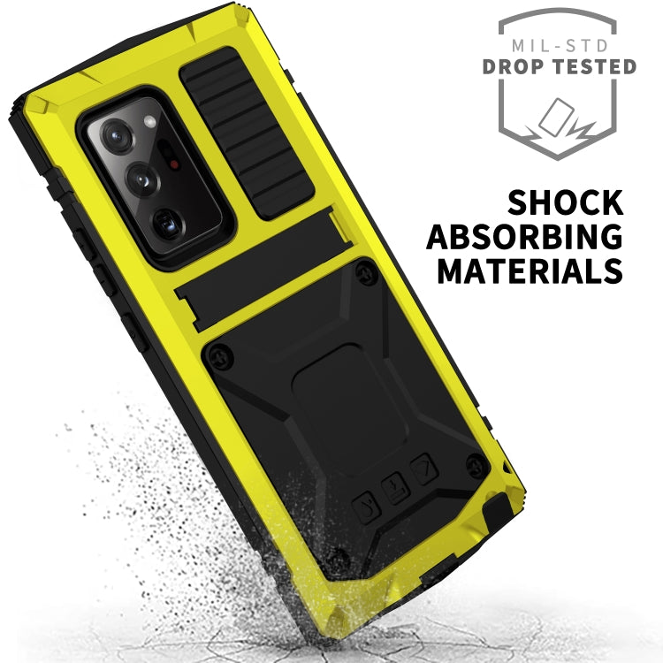 For Samsung Galaxy Note 20 Ultra R-JUST Shockproof Waterproof Dust-proof Metal + Silicone Protective Case with Holder(Yellow) - Galaxy Note20 Cases by R-JUST | Online Shopping South Africa | PMC Jewellery