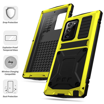 For Samsung Galaxy Note 20 Ultra R-JUST Shockproof Waterproof Dust-proof Metal + Silicone Protective Case with Holder(Yellow) - Galaxy Note20 Cases by R-JUST | Online Shopping South Africa | PMC Jewellery