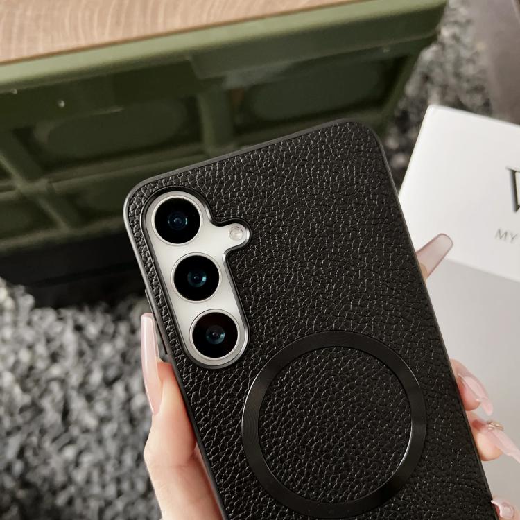 For Samsung Galaxy S25 5G CD Magsafe Magnetic Litchi Texture Phone Case(Blue) - Galaxy S25 5G Cases by PMC TechLife | Online Shopping South Africa | PMC TechLife | Buy Now Pay Later Mobicred