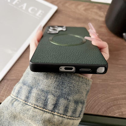 For Samsung Galaxy S25 Ultra 5G CD Magsafe Magnetic Litchi Texture Phone Case(Black) - Galaxy S25 Ultra 5G Cases by PMC Jewellery | Online Shopping South Africa | PMC Jewellery | Buy Now Pay Later Mobicred