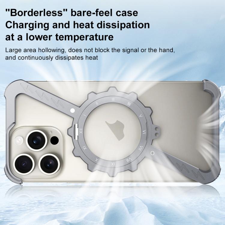 For iPhone 16 Plus Z-shaped Frameless Metal 360 Holder MagSafe Phone Case(Space Silver) - iPhone 16 Plus Cases by PMc TechLife | Online Shopping South Africa | PMc TechLife | Buy Now Pay Later Mobicred