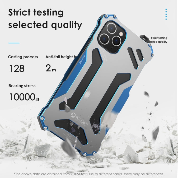 For iPhone 12 / 12 Pro R-JUST Shockproof Armor Metal Protective Case(Blue) - iPhone 12 / 12 Pro Cases by R-JUST | Online Shopping South Africa | PMC TechLife | Buy Now Pay Later Mobicred