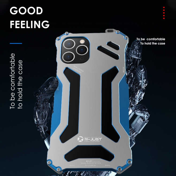 For iPhone 12 / 12 Pro R-JUST Shockproof Armor Metal Protective Case(Blue) - iPhone 12 / 12 Pro Cases by R-JUST | Online Shopping South Africa | PMC TechLife | Buy Now Pay Later Mobicred