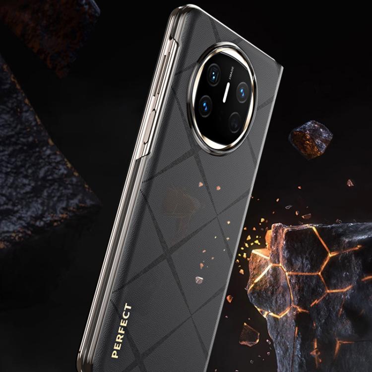 For Huawei Mate X6 Plain Leather Embossed MagSafe Magnetic Phone Leather Case(Black) - Huawei Cases by PMC TechLife | Online Shopping South Africa | PMC TechLife | Buy Now Pay Later Mobicred