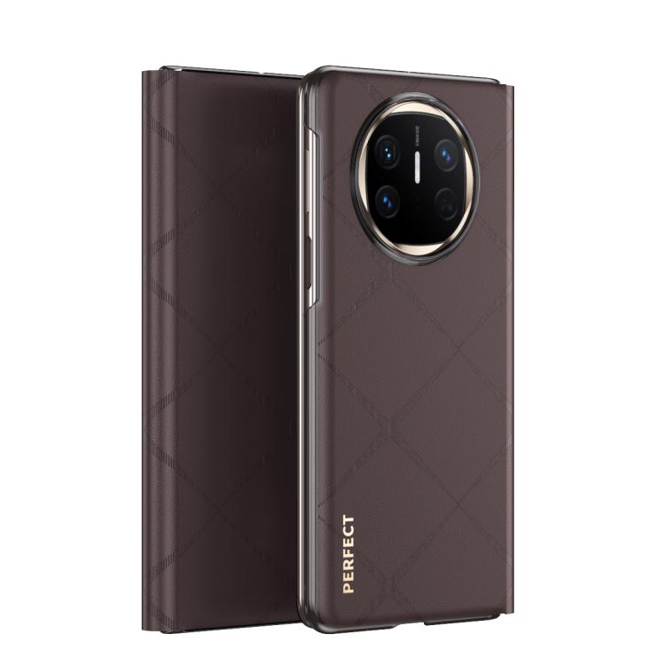 For Huawei Mate X6 Plain Leather Embossed MagSafe Magnetic Phone Leather Case(Coffee) - Huawei Cases by PMC TechLife | Online Shopping South Africa | PMC TechLife | Buy Now Pay Later Mobicred