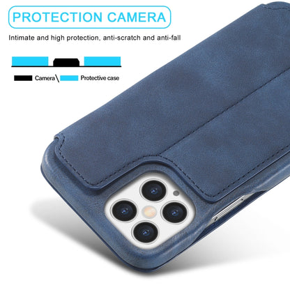 For iPhone 12 Pro Max LC.IMEEKE Hon Ancient Series Horizontal Flip Leather Case with Holder & Card Slot(Blue) - iPhone 12 Pro Max Cases by LC.IMEEKE | Online Shopping South Africa | PMC Jewellery | Buy Now Pay Later Mobicred