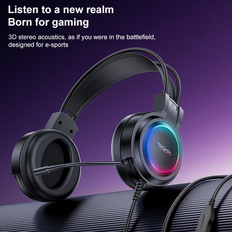 Yesido EK05 USB Wired RGB Light Gaming Headset with Mic, Cable length: 1.2m(Black) - free shipping - PMC TechLife - Order now!