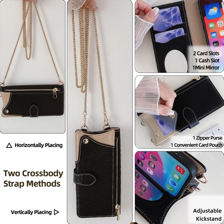 For Google Pixel 6a Crossbody Chain Fishtail Litchi Leather Phone Case(Black) - Google Cases by PMC TechLife | Online Shopping South Africa | PMC TechLife | Buy Now Pay Later Mobicred