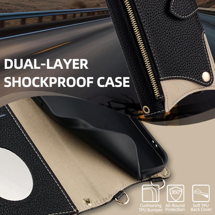 For Google Pixel 6a Crossbody Chain Fishtail Litchi Leather Phone Case(Black) - Google Cases by PMC TechLife | Online Shopping South Africa | PMC TechLife | Buy Now Pay Later Mobicred
