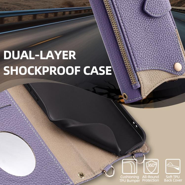For Tecno Camon 30 Pro Crossbody Chain Fishtail Litchi Leather Phone Case(Purple) - Tecno Cases by PMC TechLife | Online Shopping South Africa | PMC TechLife | Buy Now Pay Later Mobicred