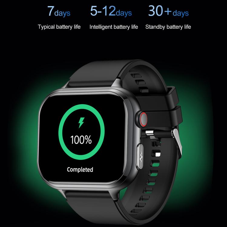 TK17 1.91 inch Horizontal Screen Silicone Strap Smart Watch Supports ECG Electrocardiogram(Black) - free shipping - PMC TechLife - Order now!