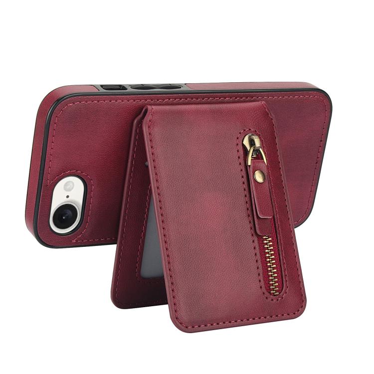 For iPhone 16e Zipper Wallet Split MagSafe Leather Back Phone Case(Red) - iPhone 16e Cases by PMC TechLife | Online Shopping South Africa | PMC TechLife | Buy Now Pay Later Mobicred
