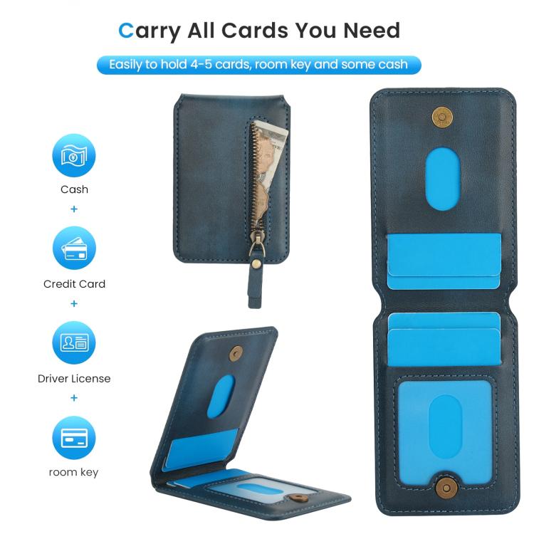 For iPhone 16e Zipper Wallet Split MagSafe Leather Back Phone Case(Blue) - iPhone 16e Cases by PMC TechLife | Online Shopping South Africa | PMC TechLife | Buy Now Pay Later Mobicred