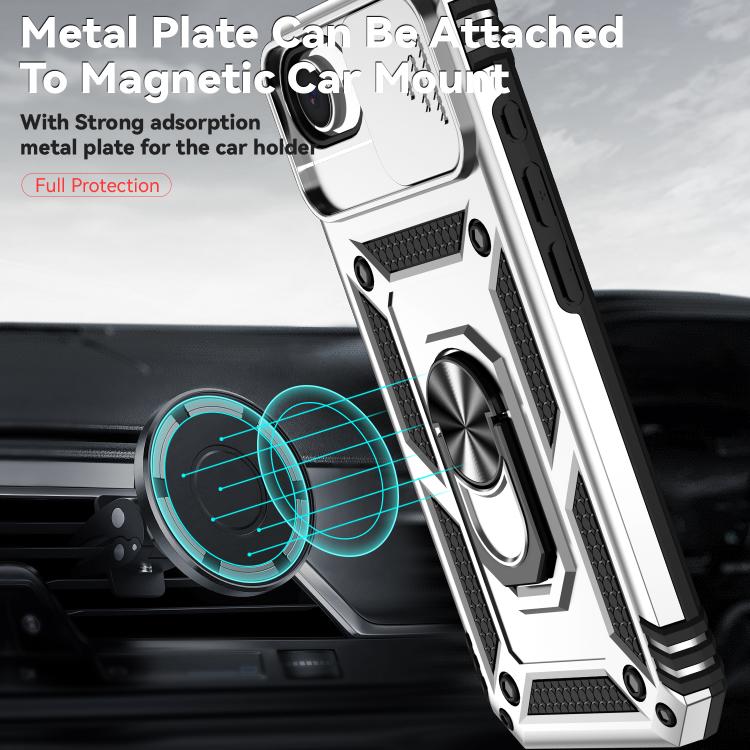 For iPhone 16e Sliding Camshield Holder Phone Case(Silver) - iPhone 16e Cases by PMC TechLife | Online Shopping South Africa | PMC TechLife | Buy Now Pay Later Mobicred