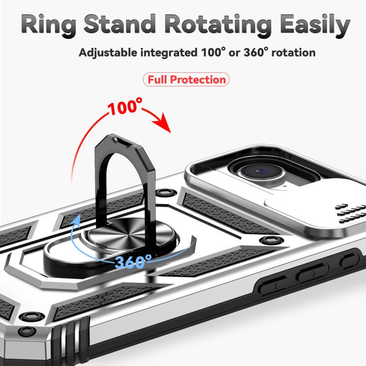 For iPhone 16e Sliding Camshield Holder Phone Case(Silver) - iPhone 16e Cases by PMC TechLife | Online Shopping South Africa | PMC TechLife | Buy Now Pay Later Mobicred