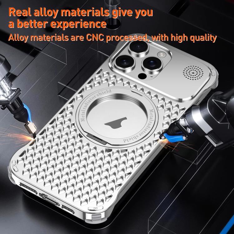 For iPhone 16 Pro R-JUST RJ-64 Aromatherapy Heat Dissipation MagSafe Phone Case with Stand(Grey) - free shipping - PMc TechLife - Order now!