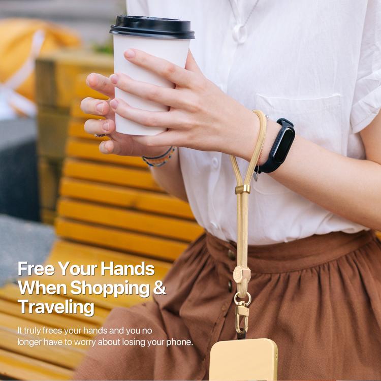 DUX DUCIS Garden Series Swastika Pattern Adjustable Short Phone Lanyard(Glaze Yellow) - Lanyards & Wrist Straps by DUX DUCIS | Online Shopping South Africa | PMc TechLife | Buy Now Pay Later Mobicred