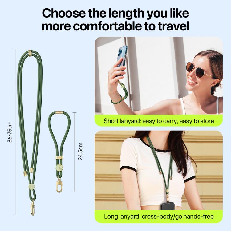 DUX DUCIS Garden Series Tile Pattern Adjustable Short Phone Lanyard(Army Green) - Lanyards & Wrist Straps by DUX DUCIS | Online Shopping South Africa | PMc TechLife | Buy Now Pay Later Mobicred