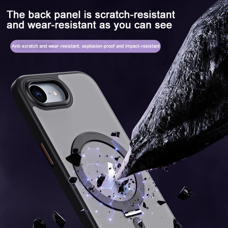 For iPhone 16e Airbag MagSafe Shockproof Frosted Phone Case with Fold Holder(Grey) - iPhone 16e Cases by PMC TechLife | Online Shopping South Africa | PMC TechLife | Buy Now Pay Later Mobicred