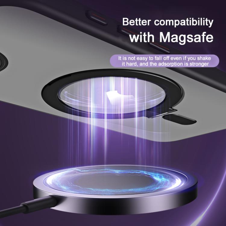 For iPhone 16e Airbag MagSafe Shockproof Frosted Phone Case with Fold Holder(Grey) - iPhone 16e Cases by PMC TechLife | Online Shopping South Africa | PMC TechLife | Buy Now Pay Later Mobicred