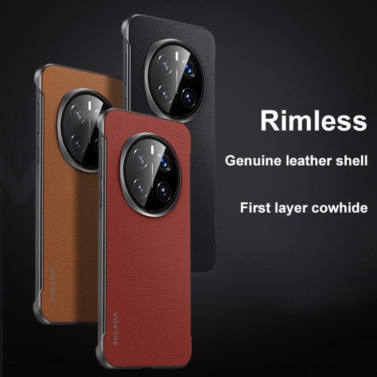 For Honor Magic7 SULADA Frameless Top Layer Cowhide Leather Hybrid PC Phone Case(Brown) - Honor Cases by SULADA | Online Shopping South Africa | PMC TechLife | Buy Now Pay Later Mobicred