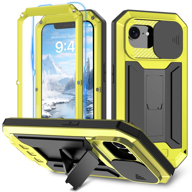 For iPhone 16e Sliding Camera IP68 Waterproof Holder Phone Case(Yellow) - iPhone 16e Cases by PMC TechLife | Online Shopping South Africa | PMC TechLife | Buy Now Pay Later Mobicred
