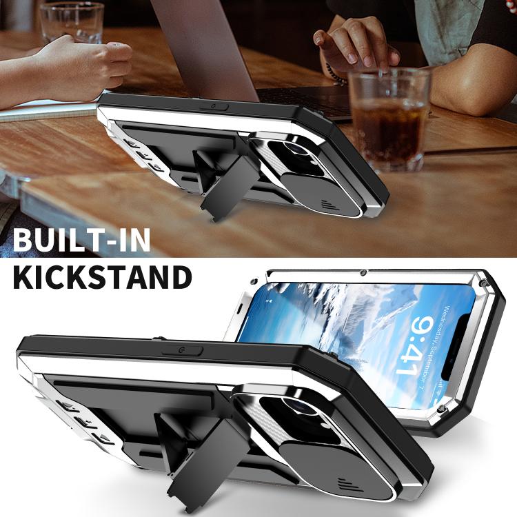 For iPhone 16e Sliding Camera IP68 Waterproof Holder Phone Case(Silver) - iPhone 16e Cases by PMC TechLife | Online Shopping South Africa | PMC TechLife | Buy Now Pay Later Mobicred