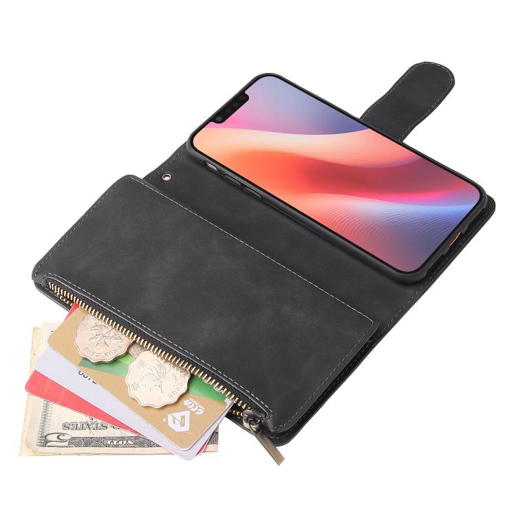 For iPhone 16e Multifunctional Multi-Card Wallet Phone Leather Case(Black) - iPhone 16e Cases by PMC TechLife | Online Shopping South Africa | PMC TechLife | Buy Now Pay Later Mobicred