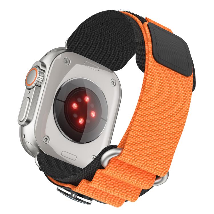 For Apple Watch 42mm / 41mm / 40mm / 38mm Kalebol Compass Nylon Loop Watch Strap(Black Orange) - free shipping - PMc TechLife - Order now!