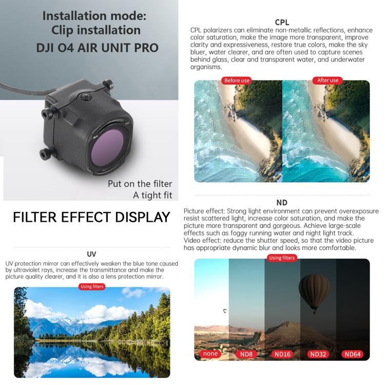 For DJI O4 Air Unit Pro / Avata 2 JSR YB Series Camera Lens Filter, Filter:ND64 - free shipping - PMC TechLife - Order now!