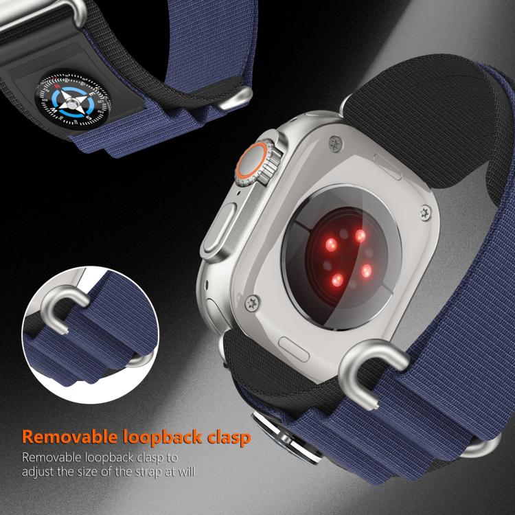 For Apple Watch 46mm / 49mm / 45mm / 44mm Compass Nylon Loop Watch Band(Black Blue) - free shipping - PMc TechLife - Order now!