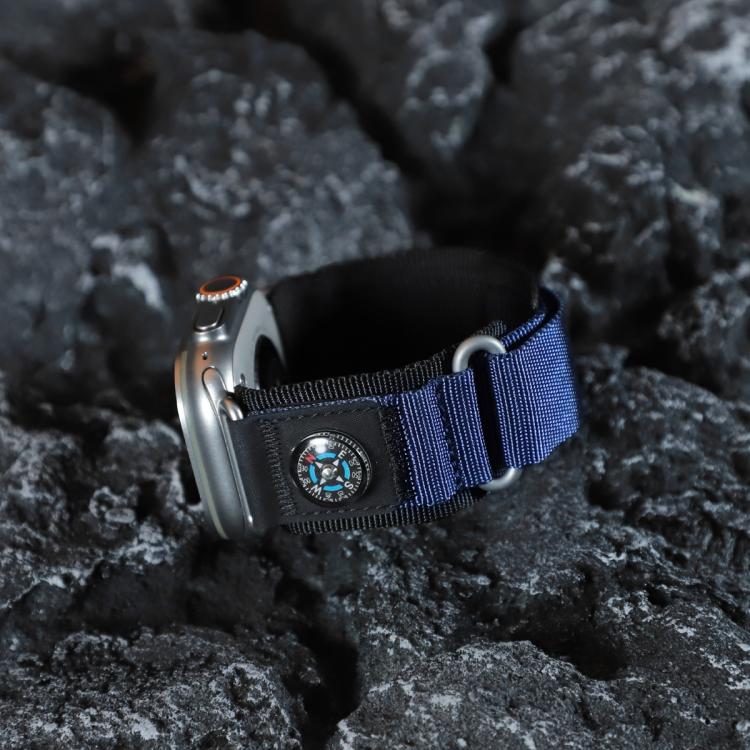 For Apple Watch 46mm / 49mm / 45mm / 44mm Compass Nylon Loop Watch Band(Black Blue) - free shipping - PMc TechLife - Order now!