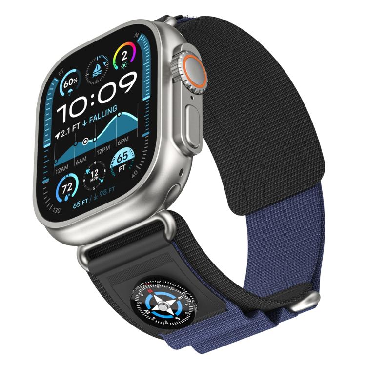 For Apple Watch 42mm / 41mm / 40mm / 38mm Compass Nylon Loop Watch Band(Black Blue) - free shipping - PMc TechLife - Order now!